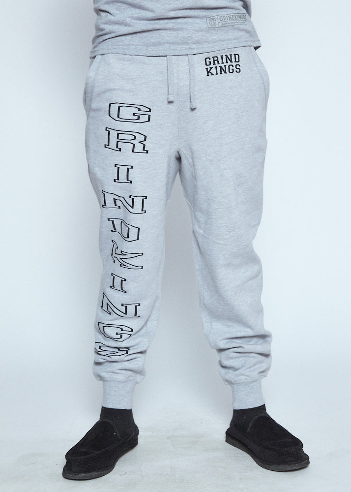 Grind Kings™ Grey Sweat Pants Black Logo – Grindkings Clothing